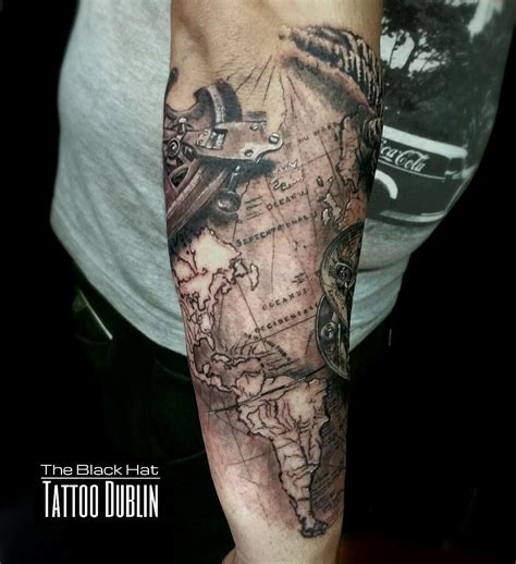 world map tattoo sleeve